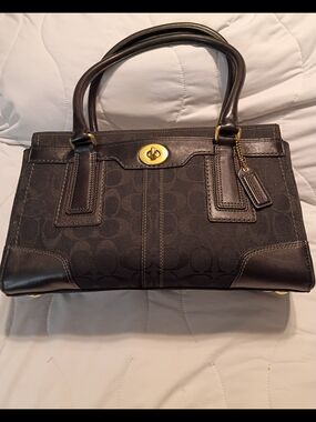 Vintage Coach Hampton Signature Medium Carryall Satchel Black 11062